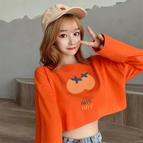 Áo Croptop Tay Dài Cổ Tròn