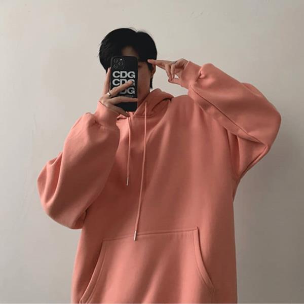 Áo Hoodie Trơn Màu Hồng Dâu