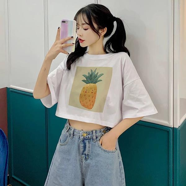 Áo Croptop Cổ Tròn Mẫu Trái Thơm