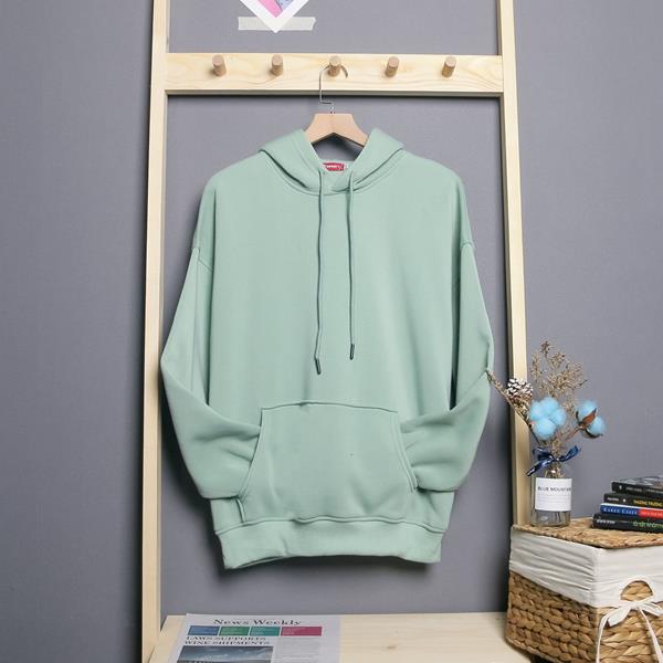 Áo Hoodie Trơn Màu Xanh Đậu