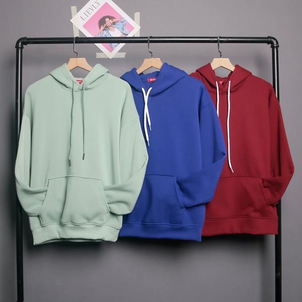 Áo Hoodie Trơn Màu Xanh Đậu