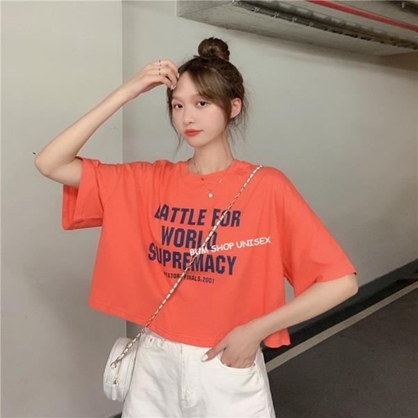 Áo Croptop Cổ Tròn Battle For World