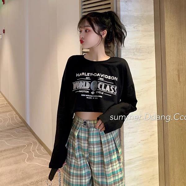 Áo Croptop Tay Dài Cổ Tròn