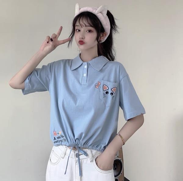 Áo Polo Croptop Tay Lỡ